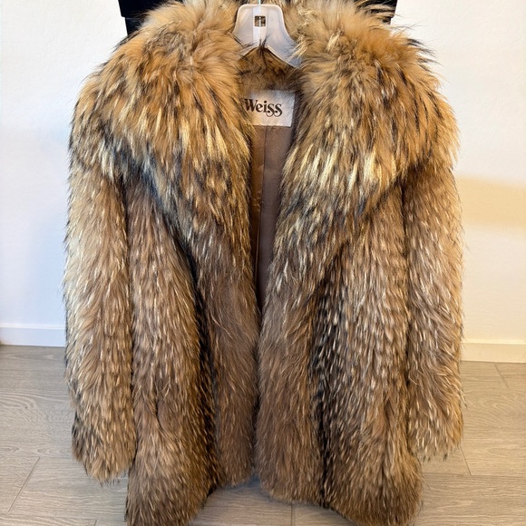 Weiss Racoon Fur Coat READ SIZE DESCRIPTION - Picture 1 of 8